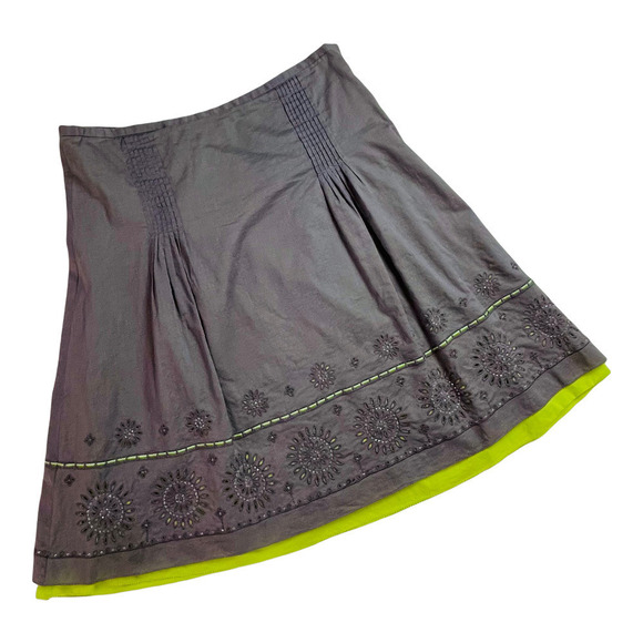 Sigrid Olsen Dresses & Skirts - 🍀 Sigrid Olsen Size 6 Purple Taupe A-line Skirt with Beaded Hem